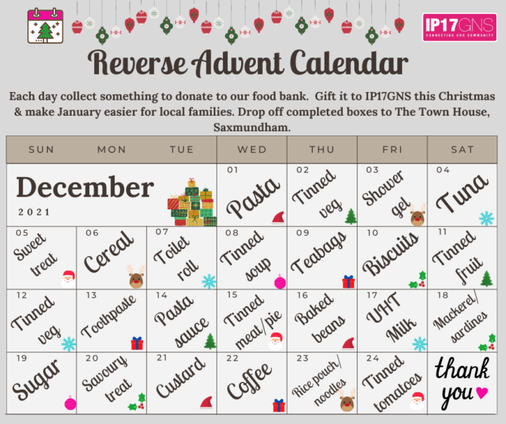 What is a Reverse Advent Calendar and how can it combat food poverty this winter?